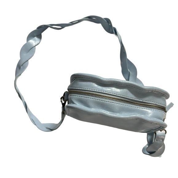 Time and Tru Baby Blue Faux Leather Braided Square Crossbody Bag Purse - Picture 8 of 8